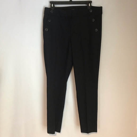 LOFT Curvy Fit Skinny Pants Women's Size 10 Black 3-Button Trim Pockets NWT - Picture 1 of 10